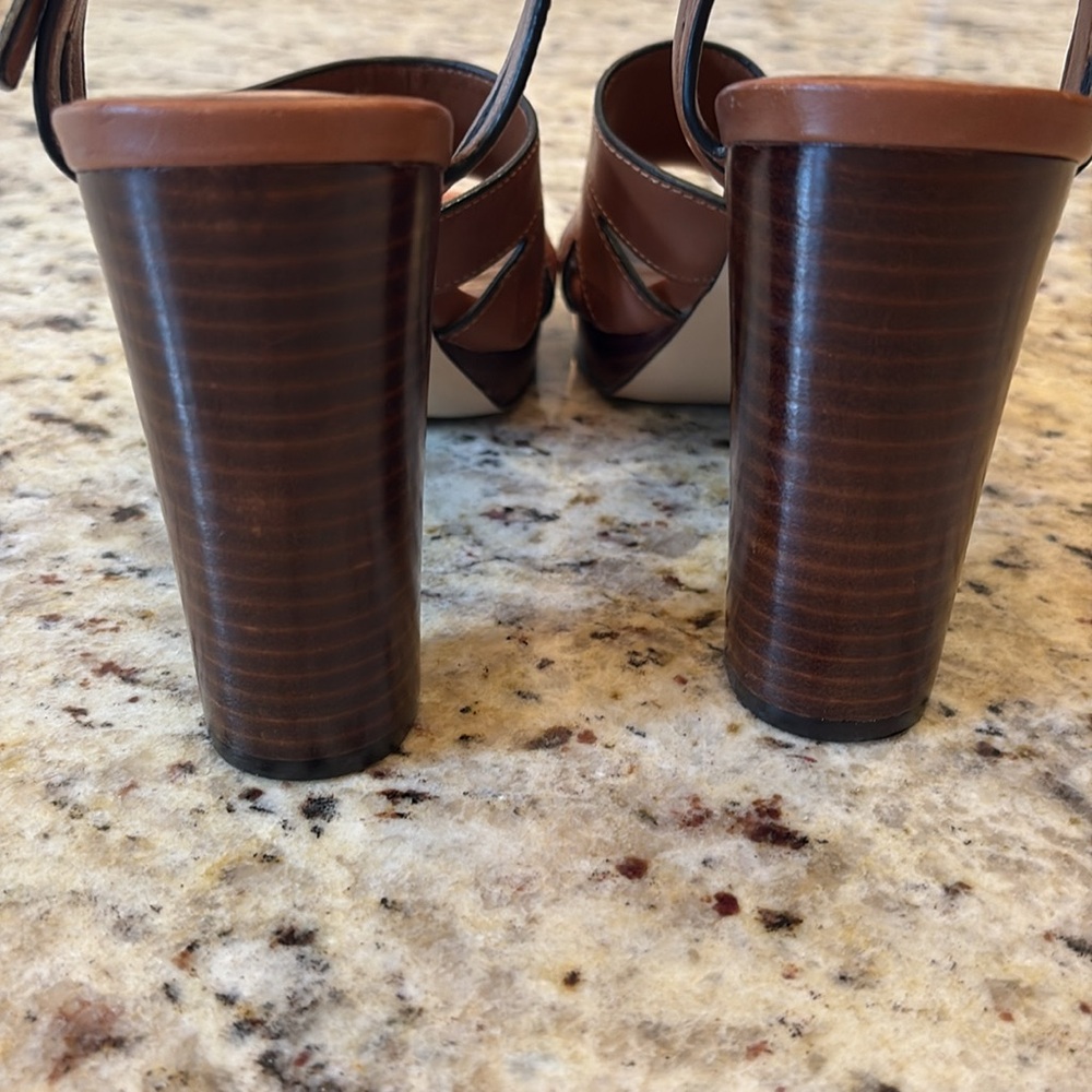 Nine West brown leather platform heels shoes Size 7.5 - Picture 8 of 14